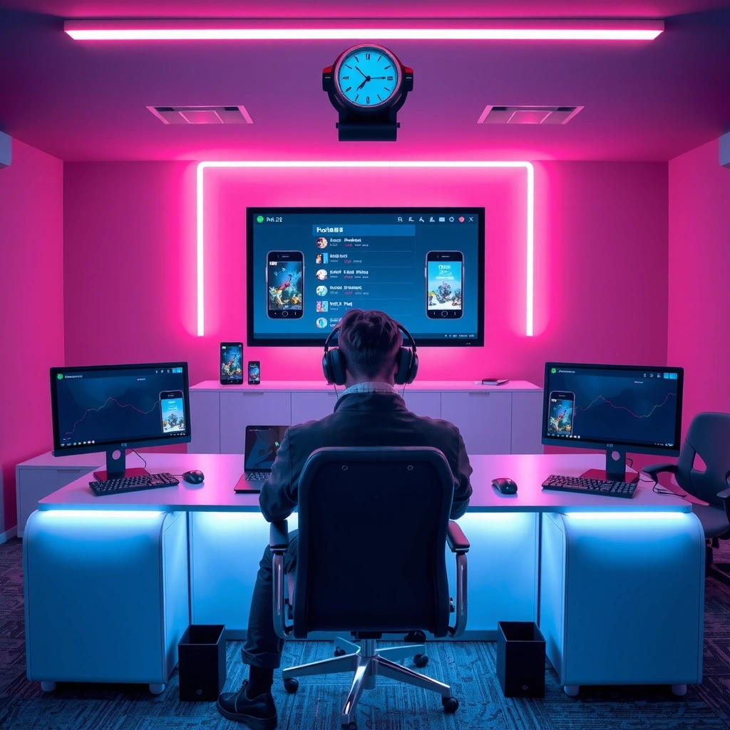 Ghoudierd office and development team workspace with Korean gaming elements